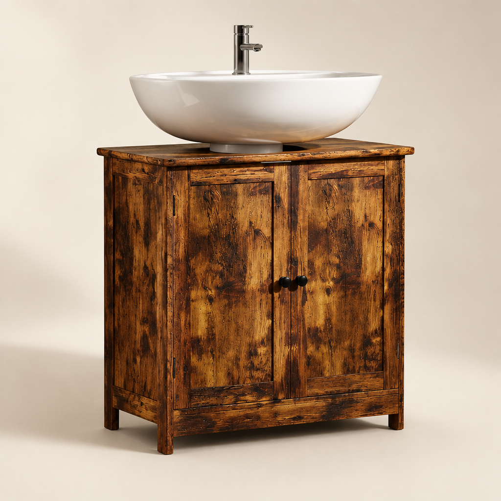 24" Under-Sink Bathroom Vanity Cabinet – Rustic Brown — studio three-quarter
