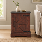 Farmhouse End Table with Barn Door & Storage, Living Room Sofa Side & Bedroom Nightstand — living room front