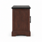 Farmhouse End Table with Barn Door & Storage, Living Room Sofa Side & Bedroom Nightstand — studio side profile