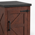 Farmhouse End Table with Barn Door & Storage, Living Room Sofa Side & Bedroom Nightstand — studio detail
