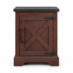 Farmhouse End Table with Barn Door & Storage, Living Room Sofa Side & Bedroom Nightstand — studio hero