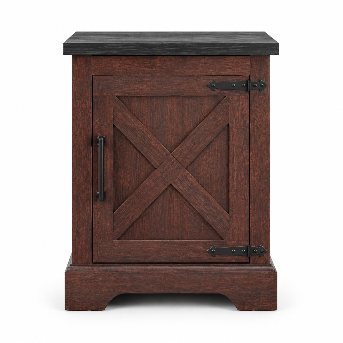 Farmhouse End Table with Barn Door & Storage, Living Room Sofa Side & Bedroom Nightstand — studio hero