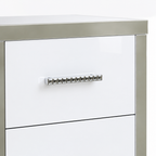 2-Drawer Mirrored Nightstand, High-Gloss – White, Glam Bedroom Bedside Table with Drawers — studio detail