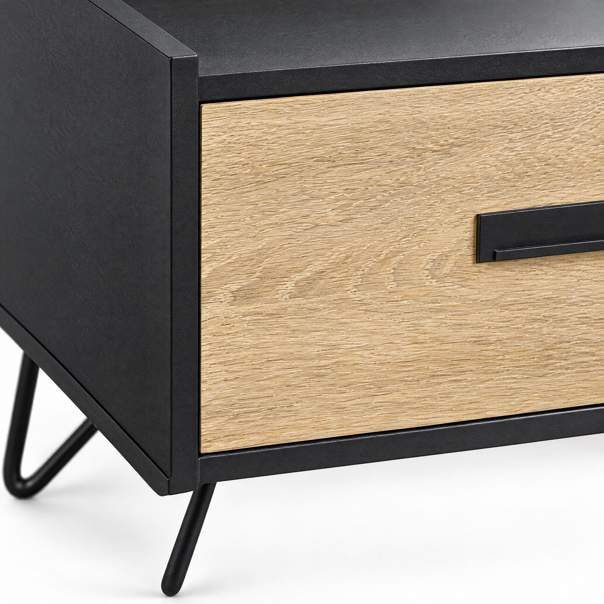 16" Accent Table with Display Shelf, Oak & Black — studio, detail