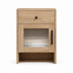 1-Drawer Nightstand with Cabinet – White, Modern Bedroom Bedside Table with Storage — studio front