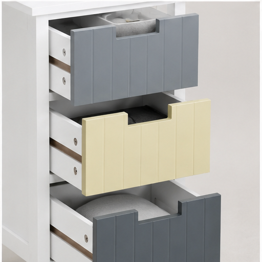 Storage Tower 3-Drawer – MDF, White & Multicolour, 35 × 28 × 58 cm